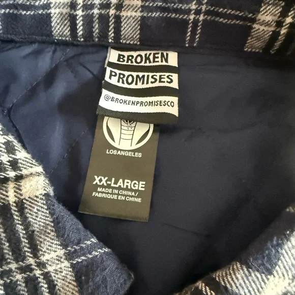 Broken Promises Plaid insulated shirt jacket with Devil Graphic